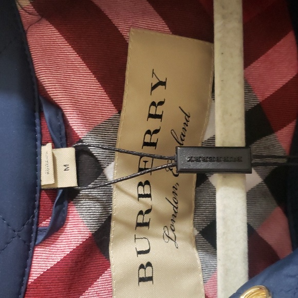 Burberry Navy Jacket quilted nova check lining - Picture 2 of 9